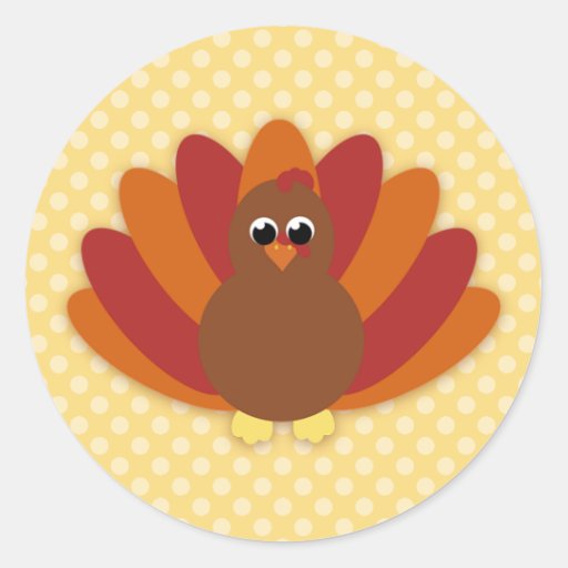 Cute Cartoon Thanksgiving Turkey Classic Round Sticker Zazzle