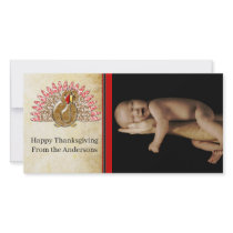Cute Cartoon Thanksgiving Turkey photo cards