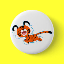 Netter Karikatur-Tiger auf dem Laufknopf-Abzeichen buttons