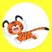 Netter Karikatur-Tiger auf dem Laufaufkleber sticker