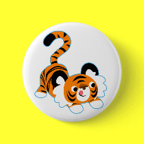 Netter Karikatur-Tiger bereit, Knopf-Abzeichen zu  buttons
