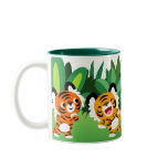 Cute Cartoon Tigers Dancing In The Jungle Mug