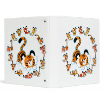 Cute Cartoon Tigers Mandala (Blue) Avery Binder