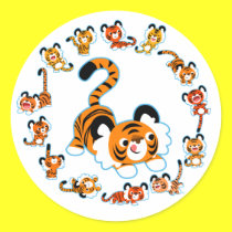 Netter Karikatur-Tiger-Mandala-(blauer) Aufkleber sticker