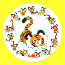 Netter Karikatur-Tiger-Mandala-(grüner) Aufkleber sticker