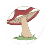 Cute Cartoon Toadstools Mushrooms Design Round Stickers
