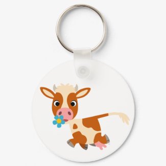 Cute Cartoon Trotting Cow Keychain keychain
