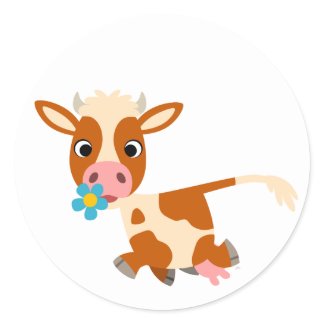 Cute Cartoon Trotting Cow Sticker sticker
