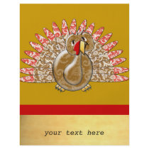 Cute Cartoon Turkey Damask Pattern flyers