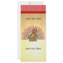 Cute Cartoon Turkey Damask Pattern rack cards