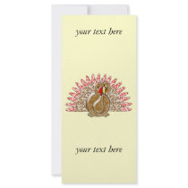 Cute Cartoon Turkey Damask Pattern rack cards