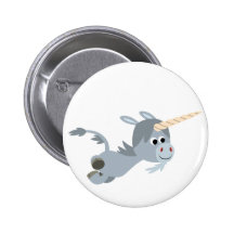Cute Cartoon Unicorn In A Hurry Button Badge