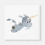 Cute Cartoon Unicorn In A Hurry Magnet magnets