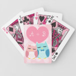 cute cartoon vector owl couple playing cards