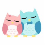 cute cartoon vector owl couple photo sculptures