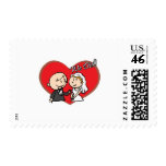 Cute Cartoon "We Did" Wedding couple postage