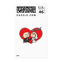 Cute Cartoon "We Did" Wedding couple Stamps