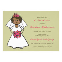 Cute Cartoon Wedding Bride Daisies Bridal Shower Personalized Announcement