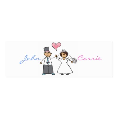 Cute Cartoon Wedding Couple Bride Groom Love Heart Business Card
