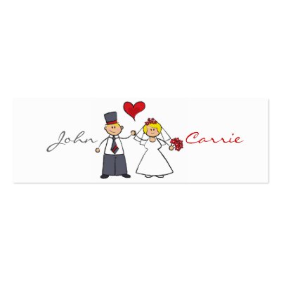 Cute Cartoon Wedding Couple Bride Groom Love Heart Business Cards
