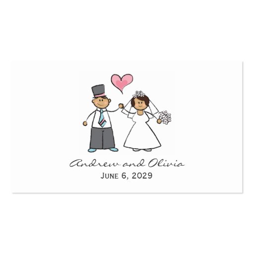 Cute Cartoon Wedding Couple Bride Groom Love Heart Business Card Templates