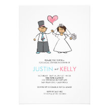Cute Cartoon Wedding Couple DInner Rehearsal Party Cards