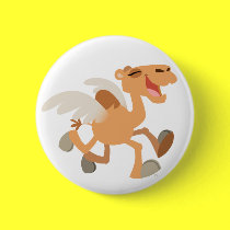 Cute Cartoon Winged-Camel Button Badge