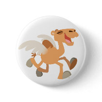 Cute Cartoon Winged-Camel Button Badge