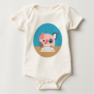 Cute Cartoon Writing Pig Baby Apparel t-shirts