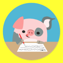 Netter Karikatur-Schreibens-Schwein-Aufkleber sticker