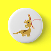 Cute Cartoon Yawning Thylacine Button Badge