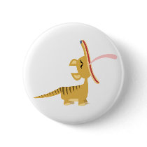 Cute Cartoon Yawning Thylacine Button Badge