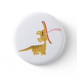 Cute Cartoon Yawning Thylacine Button Badge button