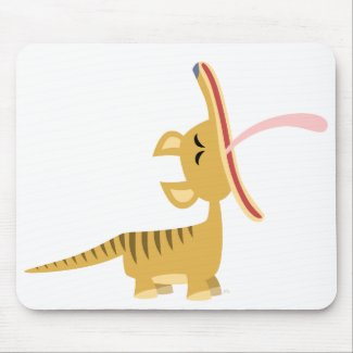 Cute Cartoon Yawning Thylacine Mousepad mousepad