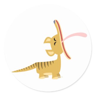 Cute Cartoon Yawning Thylacine Sticker sticker