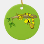 Cute Cartoon Yellow Snake in a Tree Reptile Christmas Tree Ornament