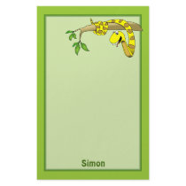 Cute Cartoon Yellow Snake in a Tree Reptile Stationery Design