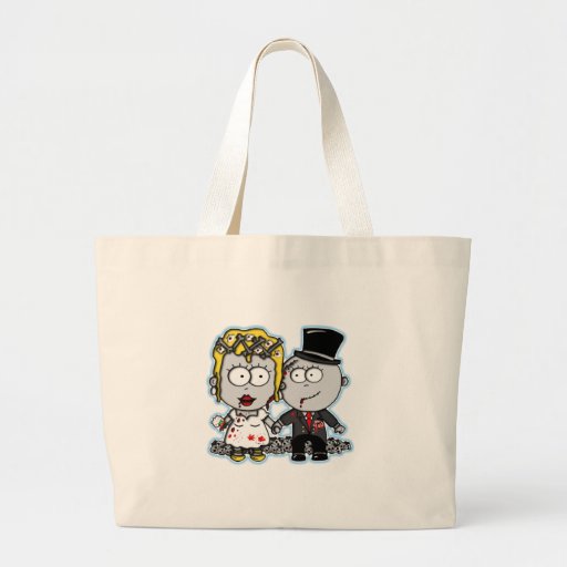 Cute cartoon Zombie bride and groom wedding gifts Tote Bag Zazzle