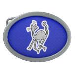 Cute Cat; Blue Oval Belt Buckle
