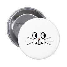 Cute Cat Face. Pinback Buttons
