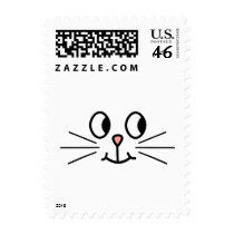 Cute Cat Face. Postage Stamp