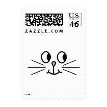Cute Cat Face. Postage Stamp