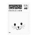 Cute Cat Face. Postage Stamp