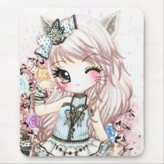 Cute cat girl in lolita style mousepad