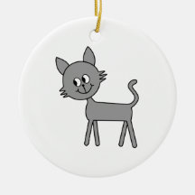 Cute Cat. Gray Cat Walking. Christmas Ornaments