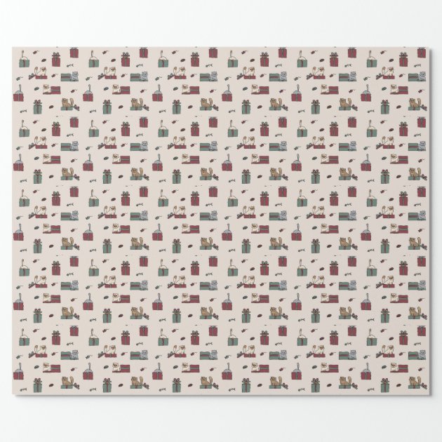 Cute Cat Holiday Wrapping Paper 3/4
