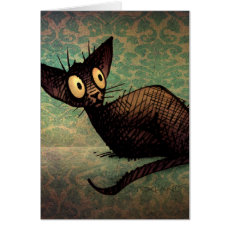 Cute Cat Lovers Oriental Black Cat Art Card