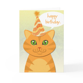 Cute Cat Orange Tabby Happy Birthday Cards