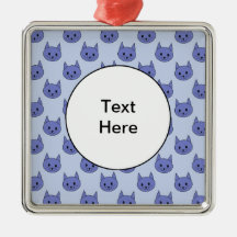 Cute cat pattern. Blue. Christmas Ornaments