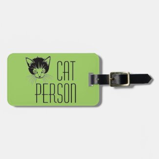Cute Cat Person design with black cat luggage tag